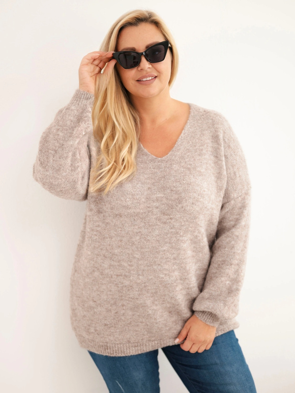 Kesi Dámský svetr Plus Size 26133 Barva: Fialová, Velikost: UNI