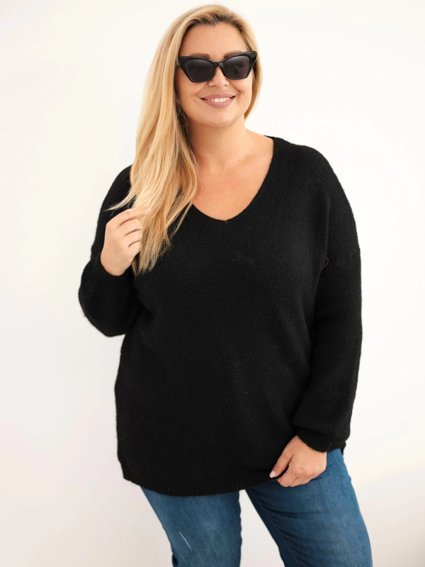 Kesi Dámský svetr Plus Size 26133 Barva: Černá, Velikost: UNI