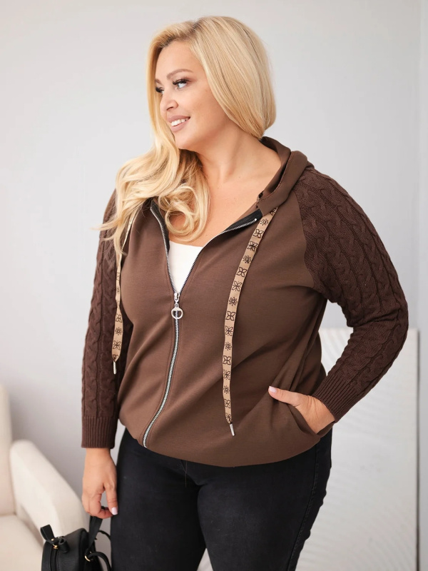 Kesi Dámská mikina Plus Size ART26737 Barva: Hnědá, Velikost: UNI