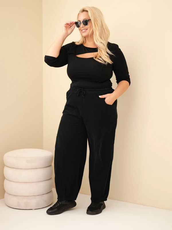 Kesi Dámské kalhoty Plus Size ART7630 Barva: Černá, Velikost: UNI