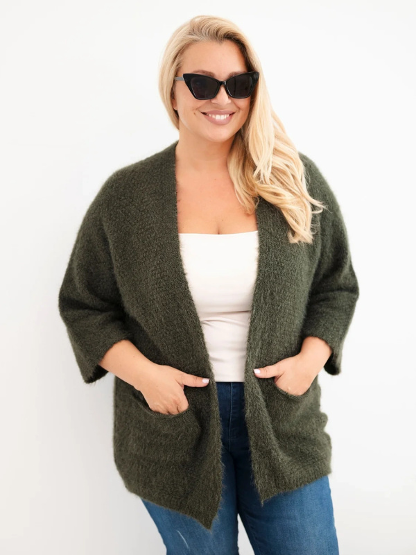 Kesi Dámský svetr Plus Size 635 Barva: Zelená, Velikost: UNI