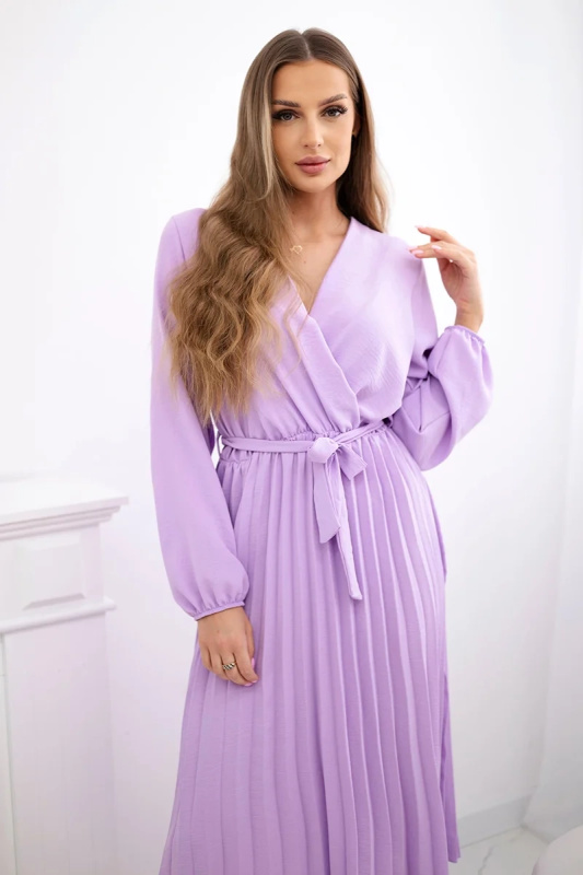 Kesi Šaty 1027M se svázaným plisovaným lemem Barva: Jasny Fioletowy, Velikost: UNI