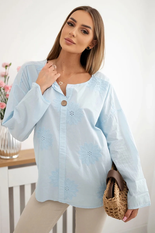 Kesi Košilová halenka Kaira s vyšívaným vzorem Barva: Modrá, Velikost: UNI