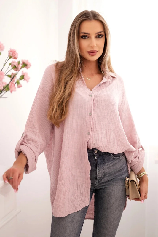 Kesi Bavlněná mušelínová košile Dory Plus Size 2 Barva: Růžová - světle, Velikost: UNI