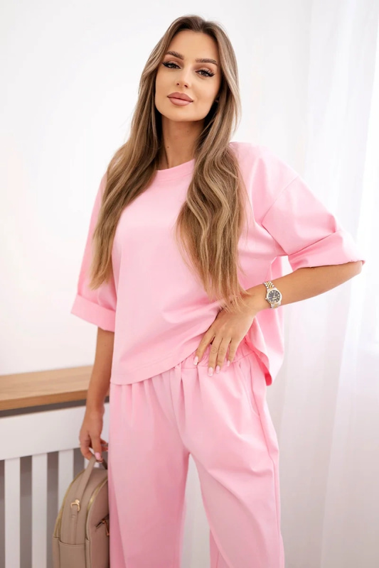 Kesi Dámský komplet Punto - tričko + kalhoty Barva: Růžová, Velikost: UNI
