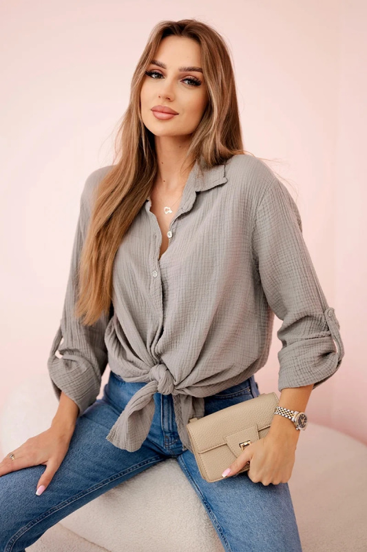 Kesi Bavlněná mušelínová košile  Dixie oversize Barva: Béžová - tmavě, Velikost: UNI
