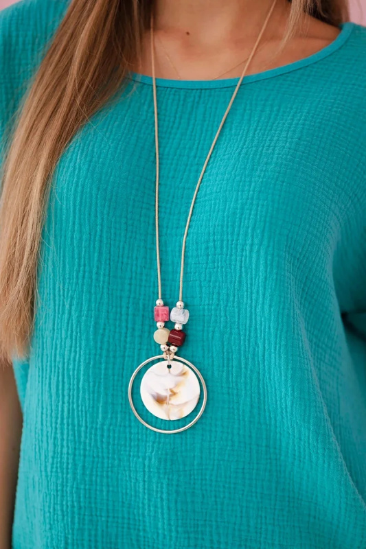Mušelínová halenka s náhrdelníkem světle modrozelená UNI