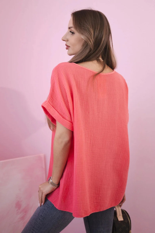 Mušelínová halenka s náhrdelníkem růžový UNI