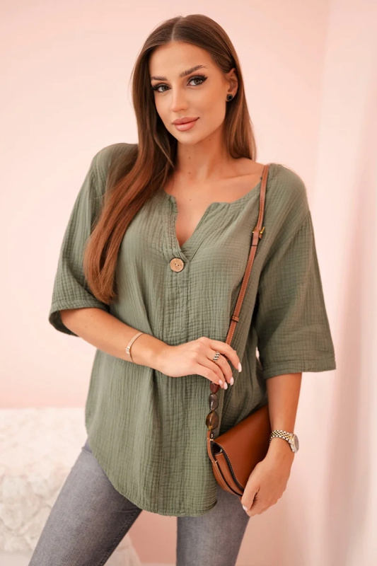 Kesi Dámská mušelínová košile Delilah s knoflíkem Barva: Zelená, Velikost: UNI