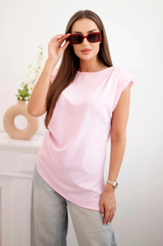 Kesi Elegantní dámská halenka Cece s asymetrickým střihem Barva: Růžová, Velikost: UNI