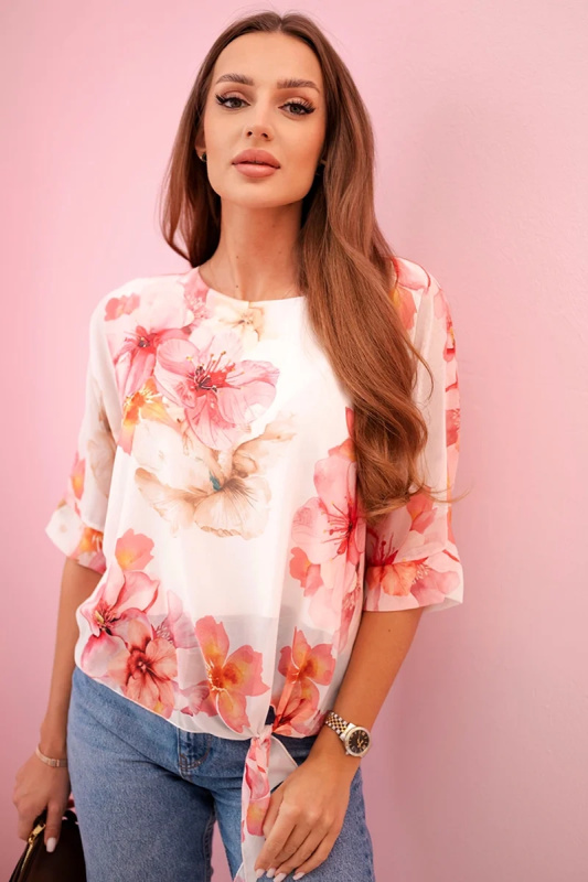 Kesi Dámská květovaná halenka Caramel Barva: Růžová, Velikost: UNI