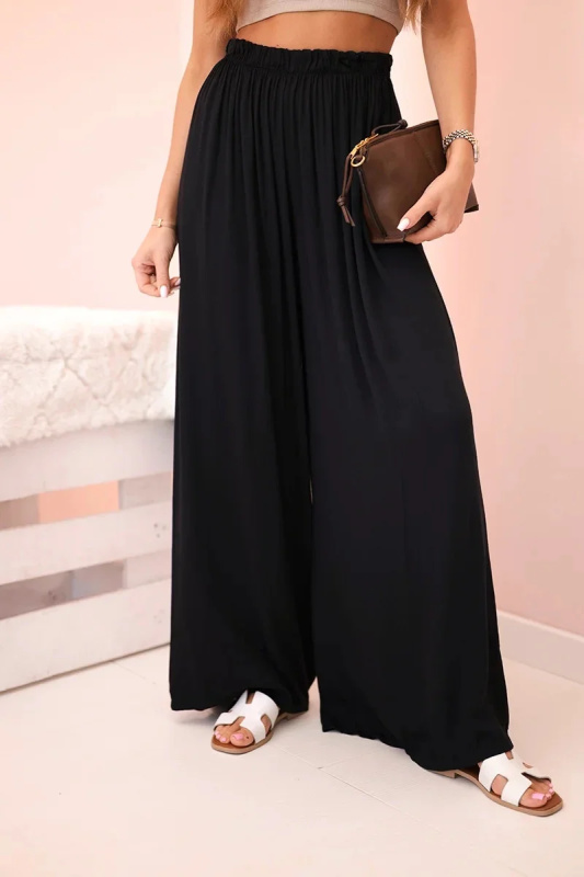 Kesi Široké dámské kalhoty  Holy s elastickým pasem - výprodej Barva: Černá, Velikost: UNI