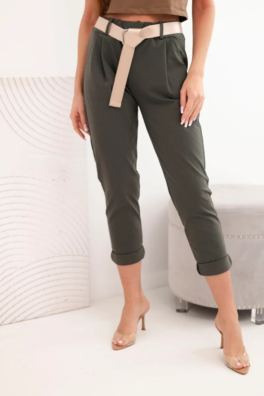 Kesi Kalhoty Punto s páskem žluté Barva: Zelená, Velikost: UNI