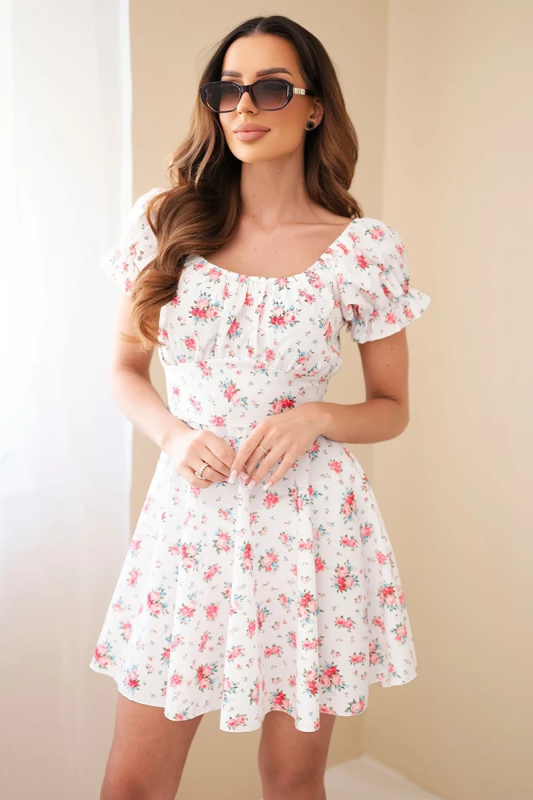 Dámské květinové šaty s řasenými rukávy