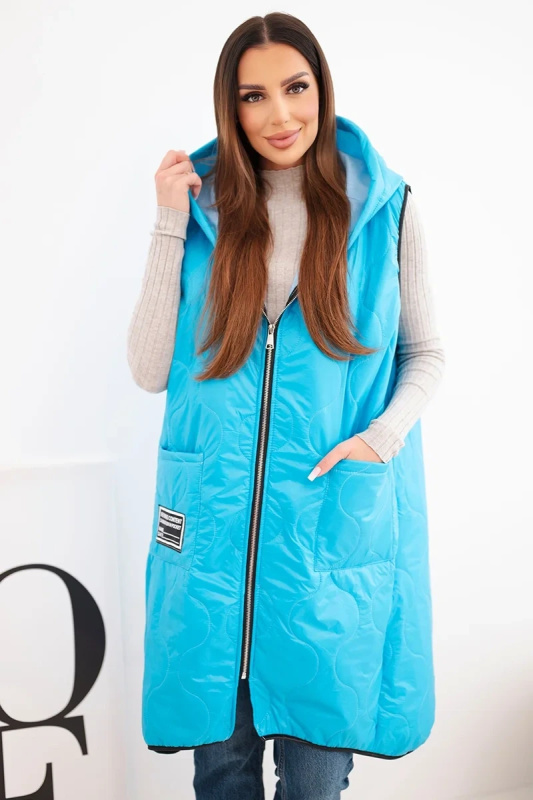 Kesi dámská prošívaná Plus Size vesta s kapucí