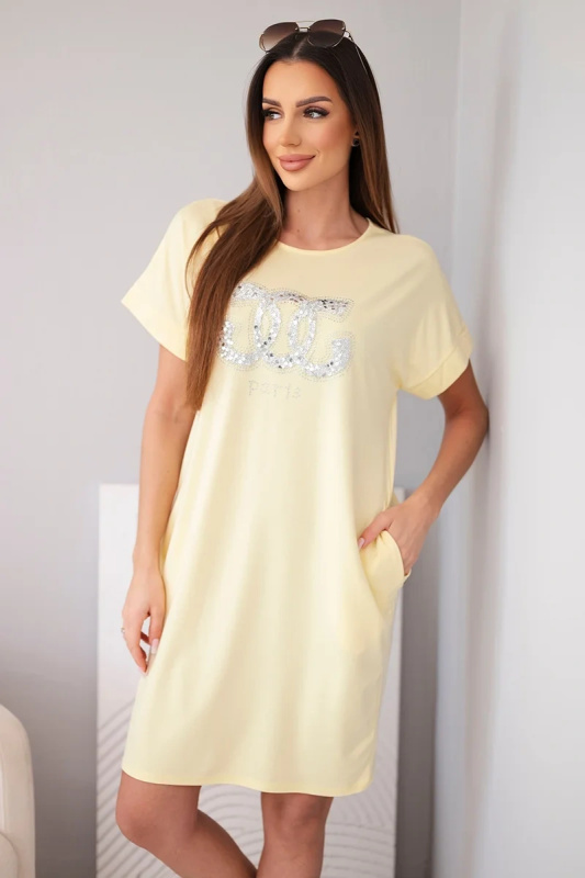 Dámské viskozové šaty s krátkými rukávy a potiskem