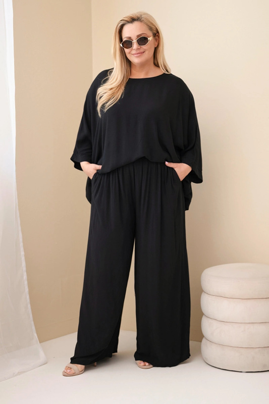 Kesi dámský plus size viskózový set s květinovým vzorem