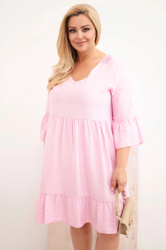 Dámské plus size viskozové šaty s otevřeným vzorem