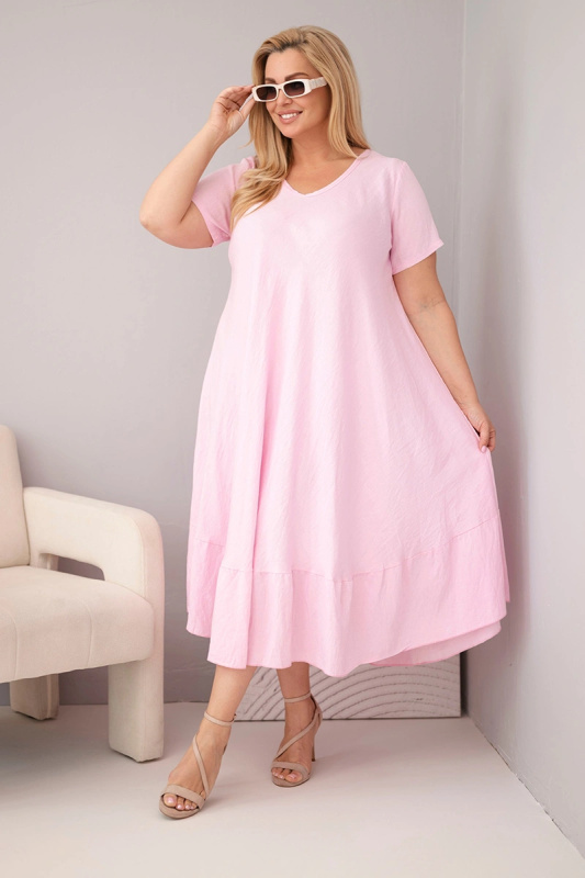 Plus size šaty s volánem a krátkým rukávem