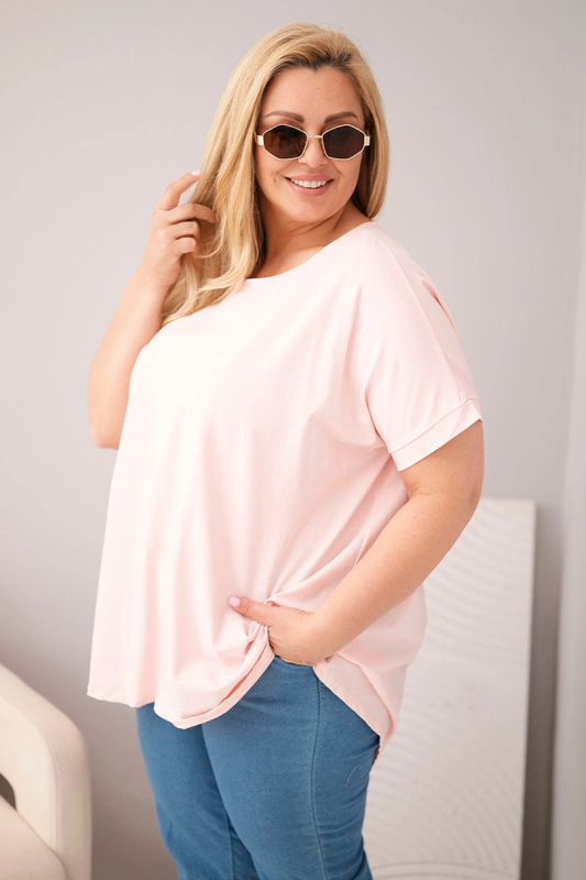Kesi plus-size bavlněná halenka růžová