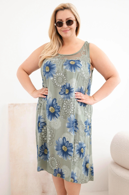 Kesi Plus Size dámské květinové šaty s krajkou