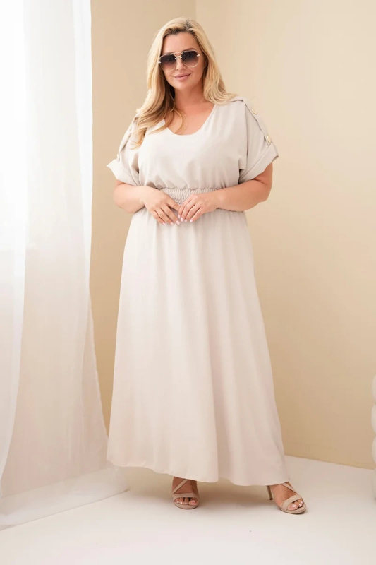 Plus size maxi šaty s řaseným pasem