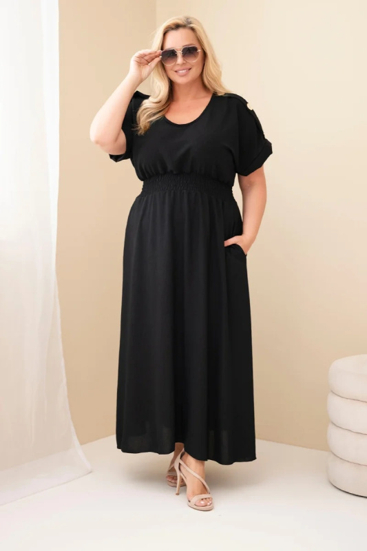 Kesi Maxi Šaty Plus Size s Řasením v Pás