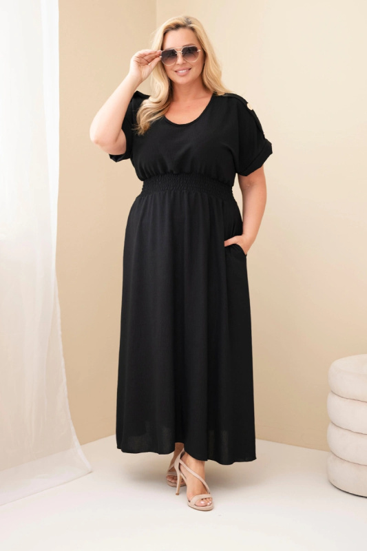 Kesi Maxi Šaty Plus Size s Řasením v Pás
