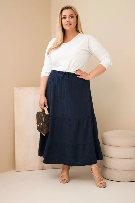 Kesi Dámská sukně Plus Size ART3372 Barva: Modrá - tmavě, Velikost: UNI