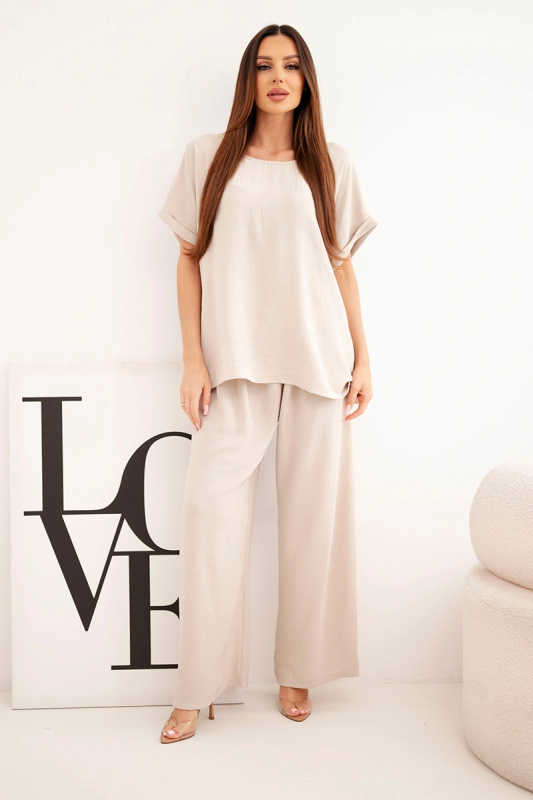 Kesi Plus Size dámský set, béžový