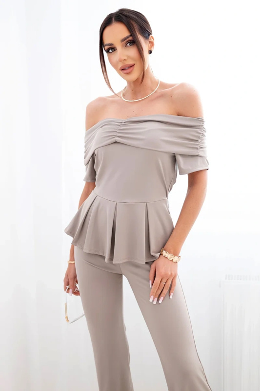 Kesi Dámský bavlněný komplet s krátkým rukávem a šortkami žlutý Barva: Fialová, Velikost: UNI