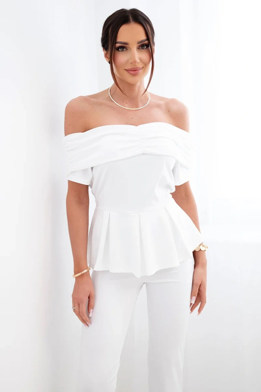 Kesi Dámský bavlněný komplet s krátkým rukávem a šortkami žlutý Barva: Bílá, Velikost: UNI