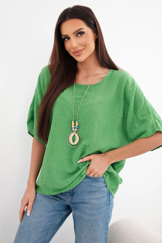 Dámská bavlněná oversized halenka s krátkým rukávem