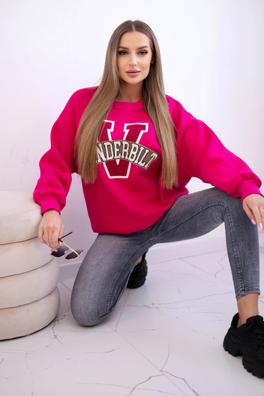 Kesi Dámská oversize mikina 69603 s nápisem Vanderbilt Barva: Růžová, Velikost: UNI