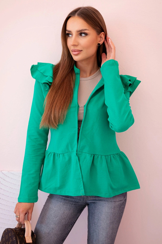 Kesi Dámský přehoz s volánky a stojáčkem Barva: Zelená, Velikost: UNI