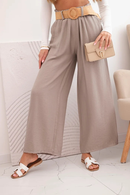 Kesi Dámské viskózové kalhoty Trudy s ozdobným páskem růžový Barva: Fialová, Velikost: UNI