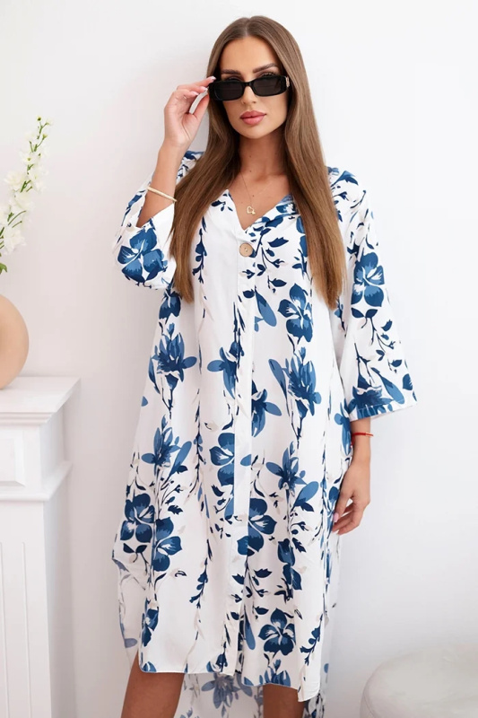 Kesi Dámské viskózové šaty 21702 s asymetrickým spodním lemem Barva: Modrá, Velikost: UNI