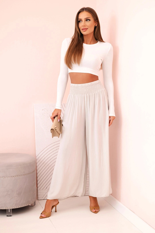 Kesi Dámské viskózové kalhoty Flora s elastickým pasem Barva: Tělová, Velikost: UNI