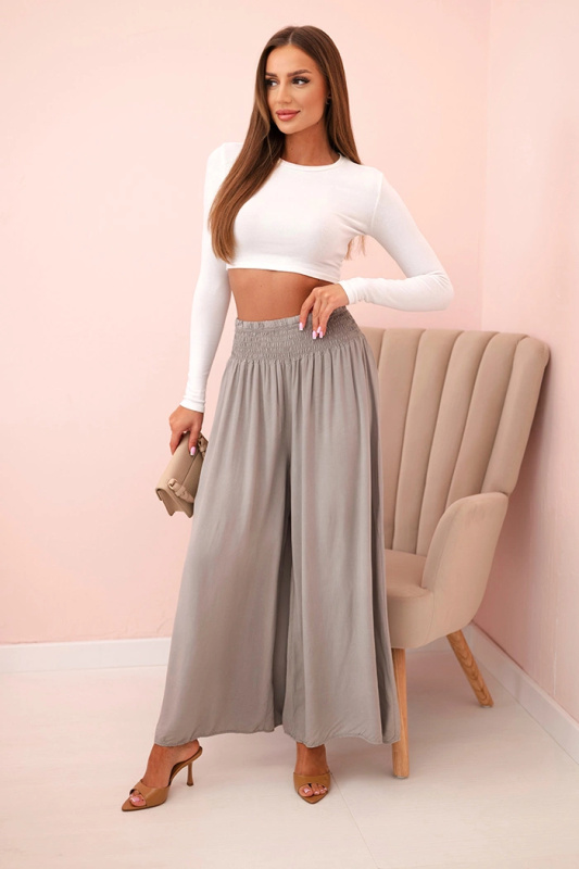 Kesi Dámské viskózové kalhoty Flora s elastickým pasem Barva: Fialová, Velikost: UNI