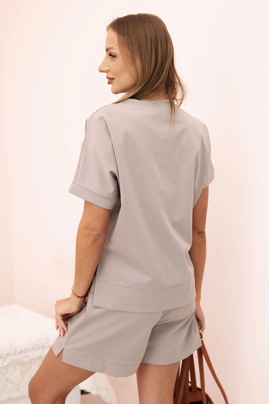 Kesi Komplet 7507 - tričko + kraťasy Barva: Béžová - tmavě, Velikost: UNI