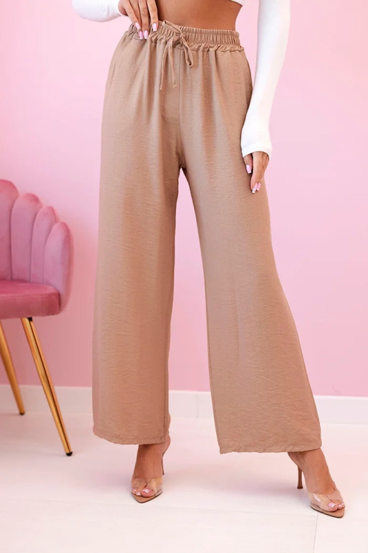 Kesi Viskózové kalhoty 6695R se širokými nohavicemi Barva: Tělová, Velikost: UNI