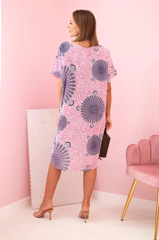 Kesi Dámské bavlněné šaty s orientálním vzorem Plus Size Barva: Béžová - světle, Velikost: UNI