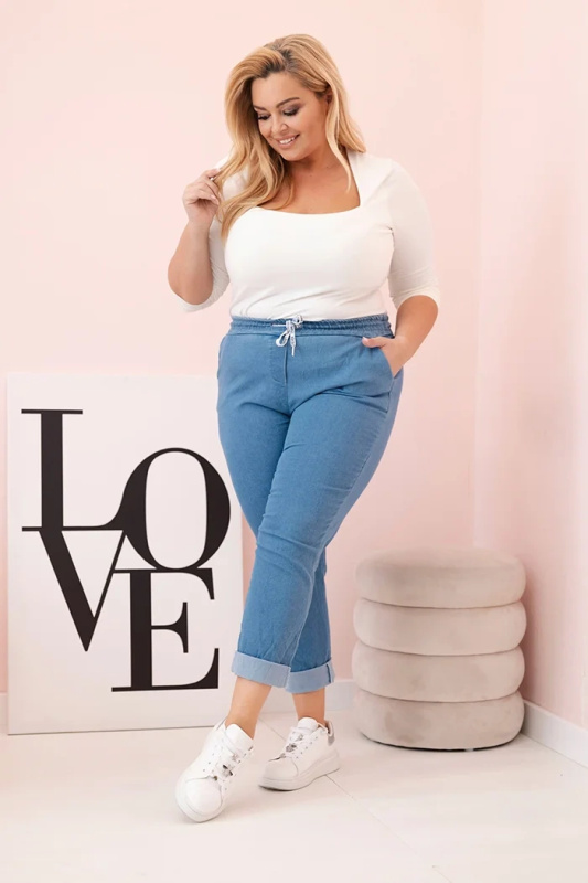Kesi Džíny Plus Size ART6015 s elastickým pasem Barva: Modrá, Velikost: 5XL
