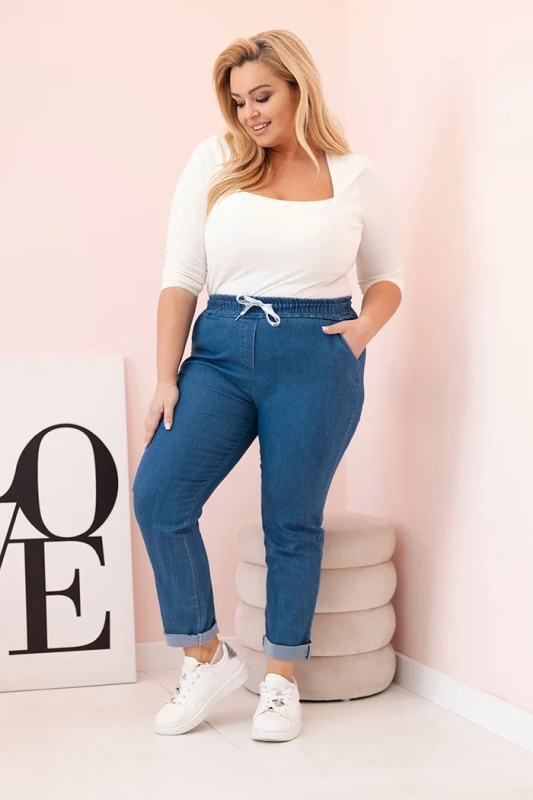Kesi Džíny Plus Size ART6015 s elastickým pasem Barva: Modrá - tmavě, Velikost: 5XL