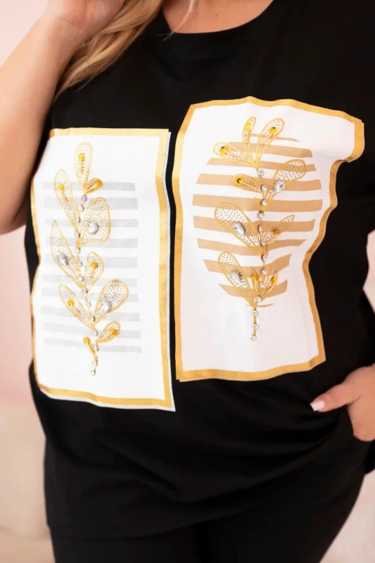 Kesi Halenka Plus Size 1301 s kamínky Barva: Zlatá, Velikost: UNI