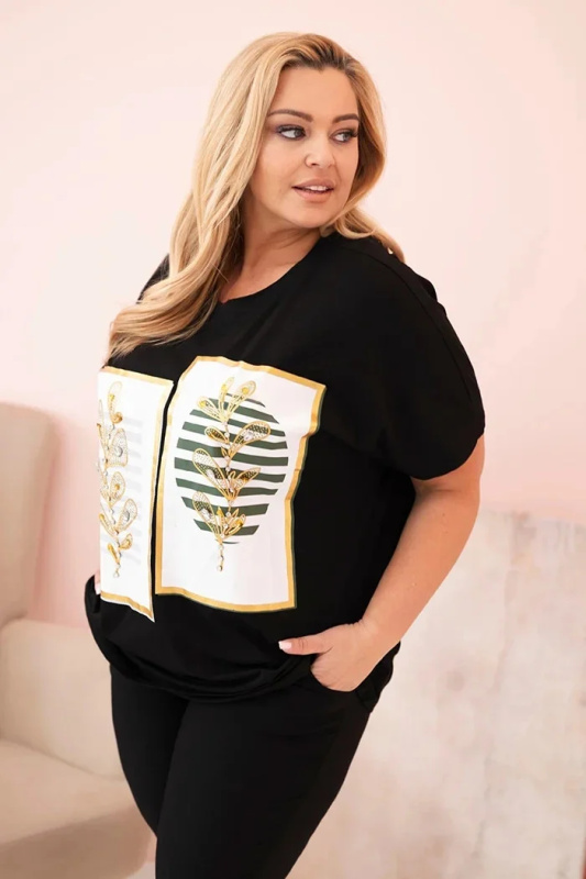 Kesi Halenka Plus Size 1301 s kamínky Barva: Zelená, Velikost: UNI