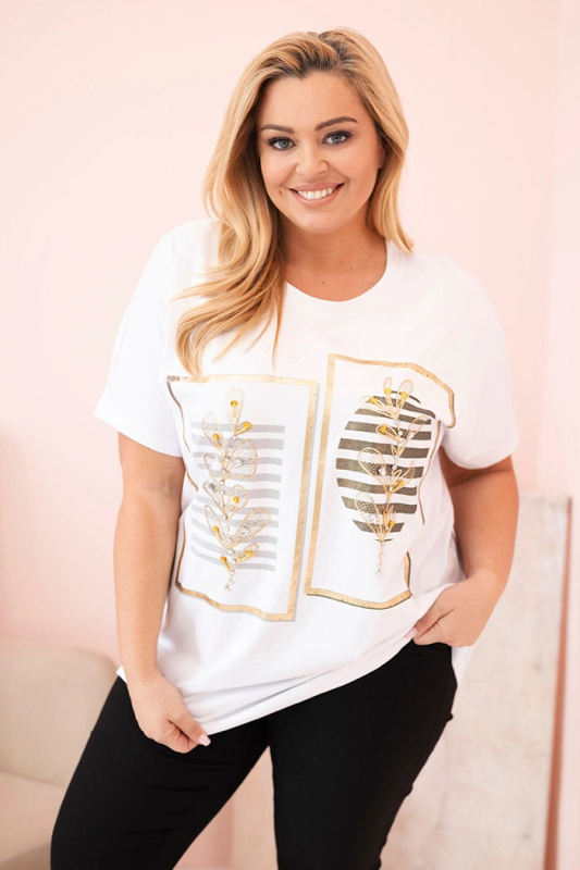 Kesi Halenka Plus Size 1301 s kamínky Barva: Bílá, Velikost: UNI