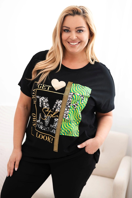 Kesi Halenka Plus Size 1273 s potiskem Barva: Zelená, Velikost: UNI