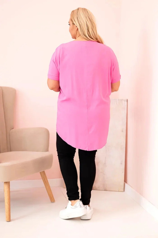 Kesi Halenka Plus Size 2152 s květinovým potiskem Barva: Růžová, Velikost: UNI