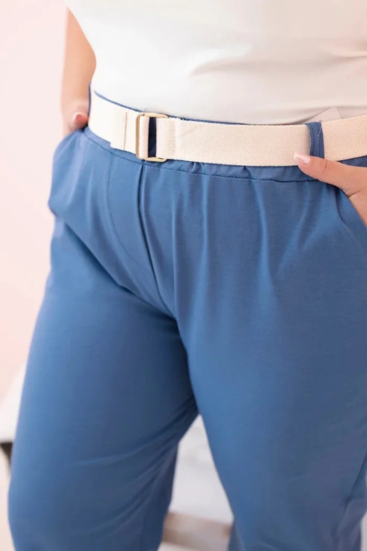 Kesi Kalhoty Plus Size ART52293 s páskem Barva: Modrá, Velikost: XL
